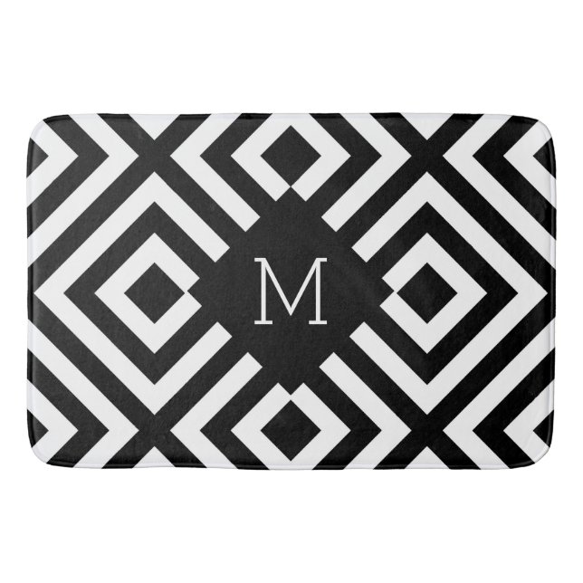 Alfombrilla De Baño Monograma blanco y negro (Anverso)