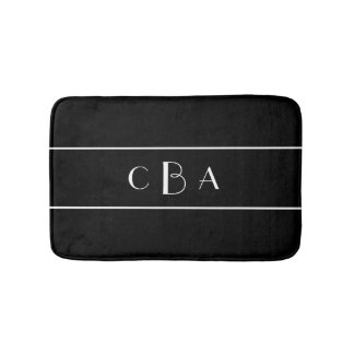 Alfombrilla De Baño Monograma blanco y negro
