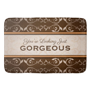 Alfombrilla De Baño Monograma clásico elegante del bronce del Flouris