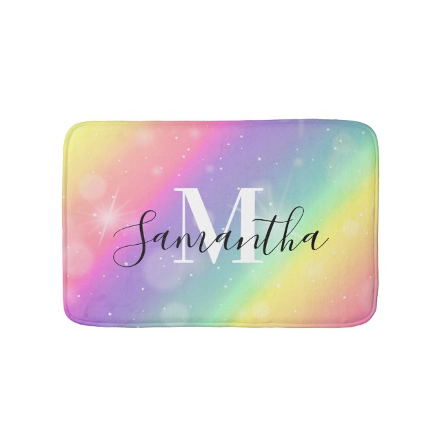 Alfombrilla De Baño Monograma colorido lindo (Anverso)