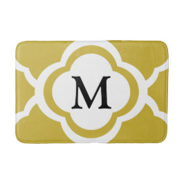 Alfombrilla De Baño Monograma Cuatrofoils Elegante Beige