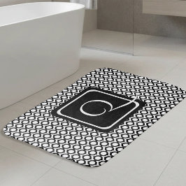 Alfombrilla De Baño Monograma de anillos enlazados modernos en blanco 