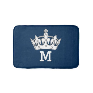 Alfombrilla De Baño Monograma de Corona Blanca Personalizado