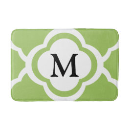 Alfombrilla De Baño Monograma de Cuatro Hojas Verde Moderno