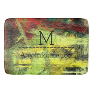 Alfombrilla De Baño Monograma de grano de madera colorido moderno #2