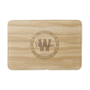 Alfombrilla De Baño Monograma de grano de madera de imitación
