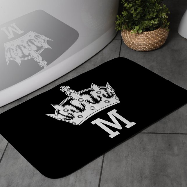 Alfombrilla De Baño Monograma de la Corona Blanca personalizado (Subido por el creador)