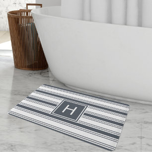 Alfombrilla De Baño Monograma de la Marina Ahumada y la Banda Blanca