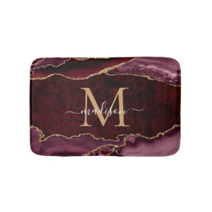 Alfombrilla De Baño Monograma de la Moda geode de la gafa de oro rojo