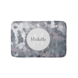 Alfombrilla De Baño Monograma de los círculos abstractos de color gris