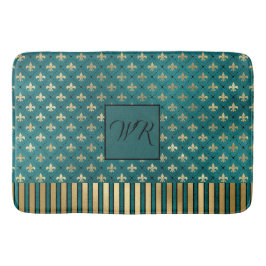 Alfombrilla De Baño Monograma de lujo elegante Verde azulado de la Ópe