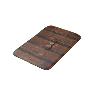Alfombrilla De Baño Monograma de madera antigua de color marrón oscuro