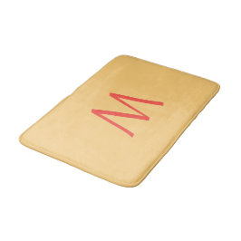 Alfombrilla De Baño Monograma de melocotón amarillo