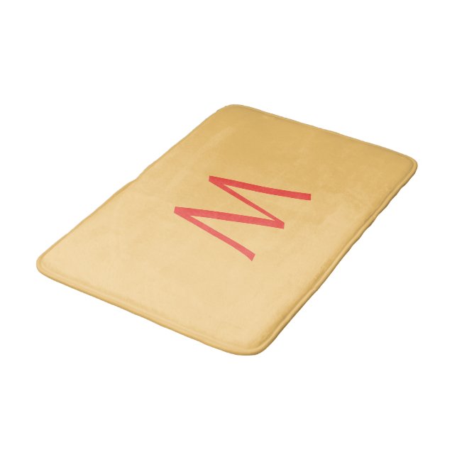 Alfombrilla De Baño Monograma de melocotón amarillo (Angular)