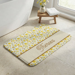 Alfombrilla De Baño Monograma de nombre de flor silvestre acuarela ama