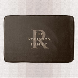 Alfombrilla De Baño Monograma de nombre marrón y bronceado 