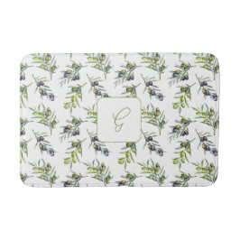 Alfombrilla De Baño Monograma de olivo country francés verde salvia
