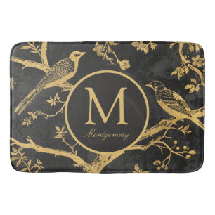 Alfombrilla De Baño Monograma de oro negro