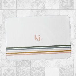 Alfombrilla De Baño Monograma de rayas retro chic