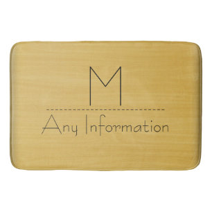 Alfombrilla De Baño Monograma de textura de grano de madera de oro