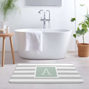 Alfombrilla De Baño Monograma de tiras de tinta y gris   Colores edita