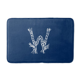 Alfombrilla De Baño Monograma del personalizado blanco azul con nudos 