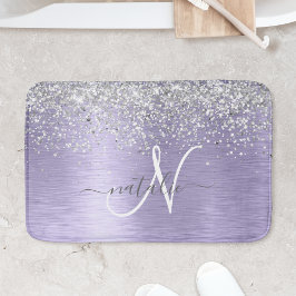 Alfombrilla De Baño Monograma del Purpurina plateado Metalizado cepill