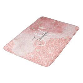 Alfombrilla De Baño Monograma del Purpurina rosado Girly Agate