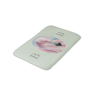 Alfombrilla De Baño Monograma dual del arte en colores pastel rosado