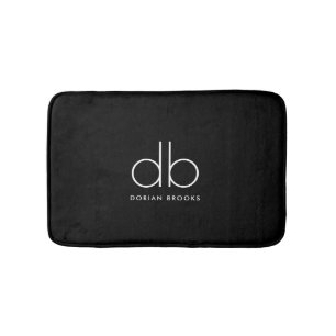 Alfombrilla De Baño Monograma Elegante Clásico Mínimo Moderno Negro