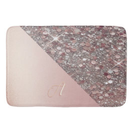 Alfombrilla De Baño Monograma elegante en oro rosa