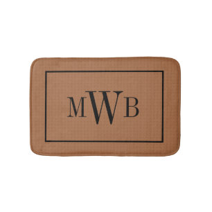 Alfombrilla De Baño Monograma en aspecto texturizado marrón neutro act