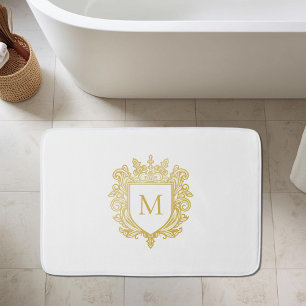 Alfombrilla De Baño Monograma Escudo de oro Mat