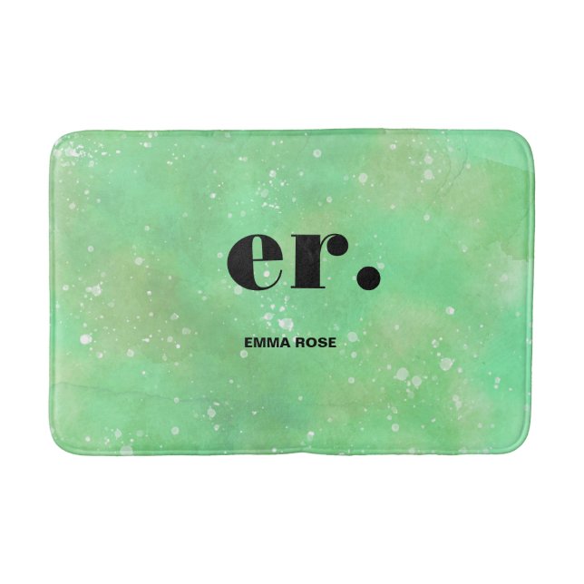 Alfombrilla De Baño Monograma fantasía acuarela Estilismo Moderno Míni (Anverso)