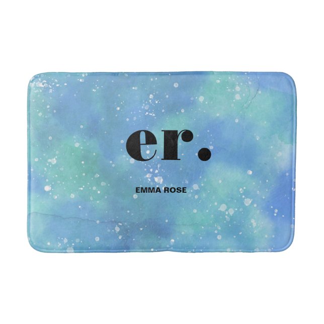 Alfombrilla De Baño Monograma fantasía acuarela Estilismo Moderno Míni (Anverso)