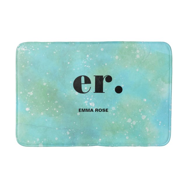 Alfombrilla De Baño Monograma fantasía acuarela Estilismo Moderno Míni (Anverso)