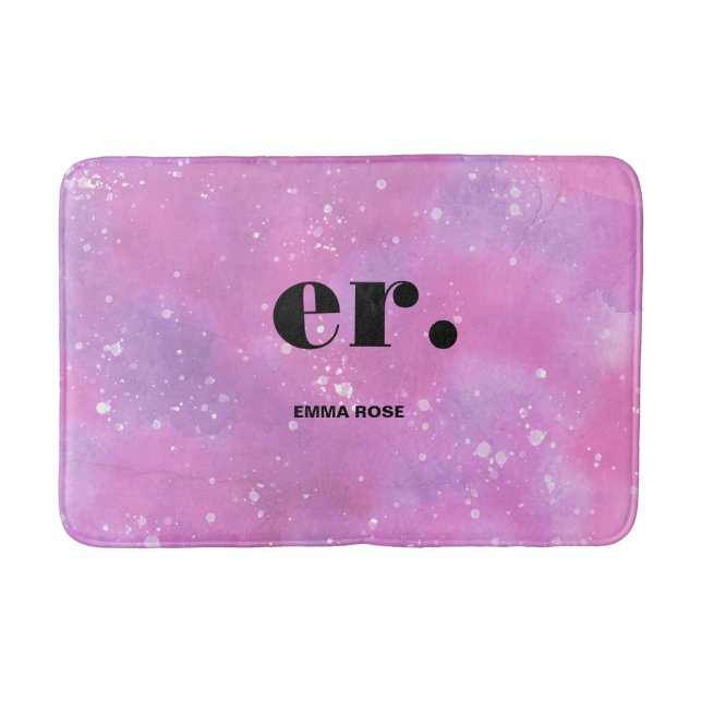 Alfombrilla De Baño Monograma fantasía acuarela Estilismo Moderno Míni (Anverso)