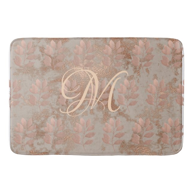 Alfombrilla De Baño Monograma Faux Rosa Gold patrón Bath Mat (Anverso)