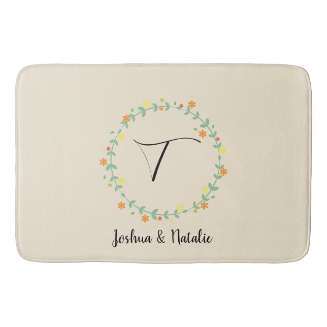 Alfombrilla De Baño Monograma floral (Anverso)
