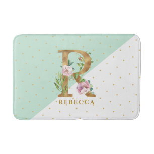 Alfombrilla De Baño Monograma floral R para REBECCA
