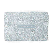 Monograma Foliage Floral Elegante Azul Dusto
