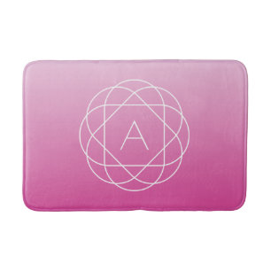 Alfombrilla De Baño Monograma geométrico floral Ómbre sombreado rosa