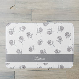 Alfombrilla De Baño Monograma gris suave de floración botánica atempor