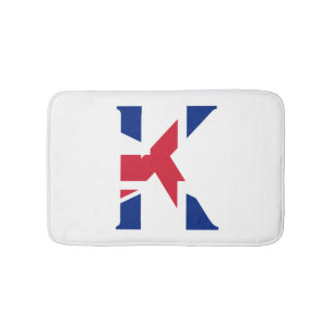 Alfombrilla De Baño Monograma K sobrepuesto en la bandera de la Unión 