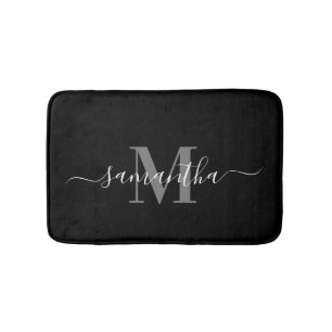 Alfombrilla De Baño Monograma Minimalista negro