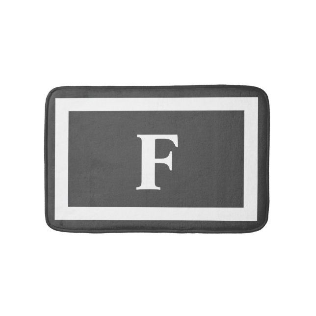 Alfombrilla De Baño Monograma moderno blanco gris (Anverso)