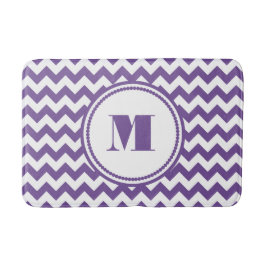 Alfombrilla De Baño Monograma moderno Chevron Morado