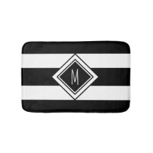 Monograma moderno de franjas en blanco y negro