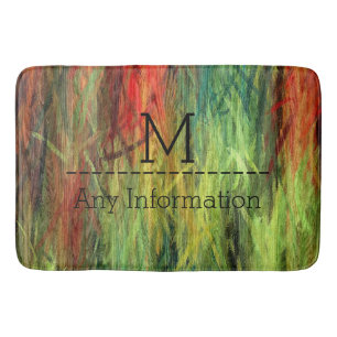 Alfombrilla De Baño Monograma moderno de grano de madera colorida #3
