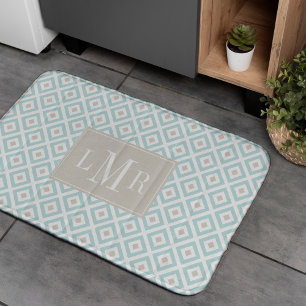 Alfombrilla De Baño Monograma moderno de menta y beige